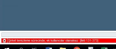 Şirket temizleme işleminde; ek kullanıcılara izin verilmez [ileti 131-373]